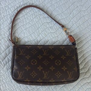 Louis Vuitton Monogram Canvas Mini Pochette - Brown & Gold Hardware